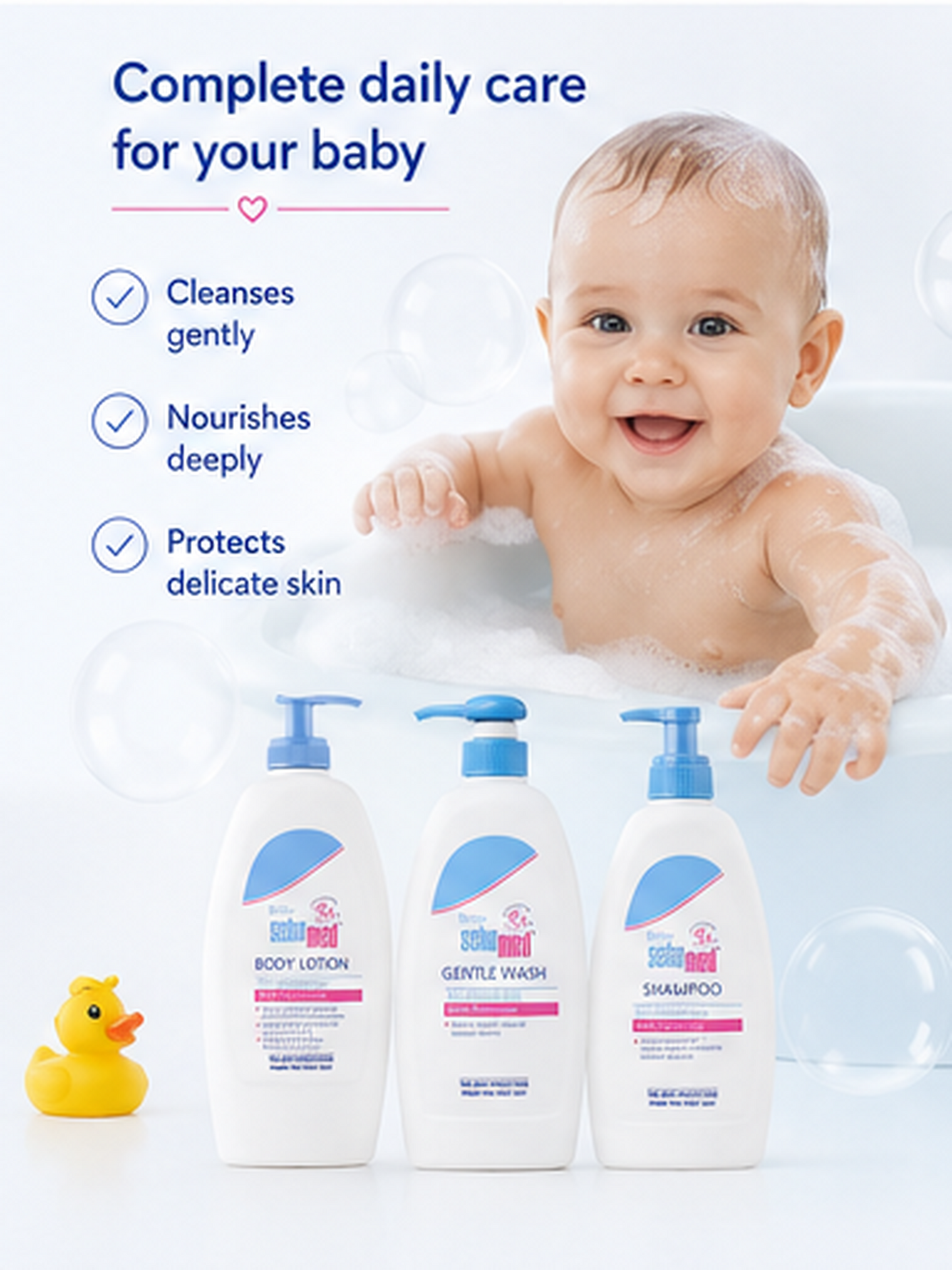Sebamed Baby Shampoo (500 ml) + Baby Gentle Wash (400 ml) + Baby Body Lotion (400 ml)