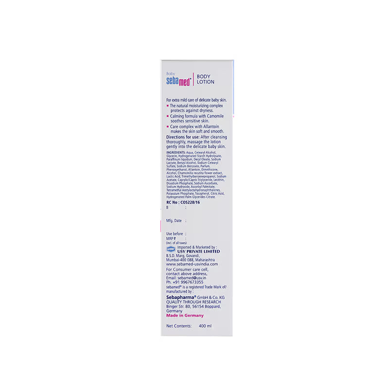 Sebamed Baby Body Lotion, pH 5.5, Long Lasting Moisturiser, Quickly Absorbed (400ml)