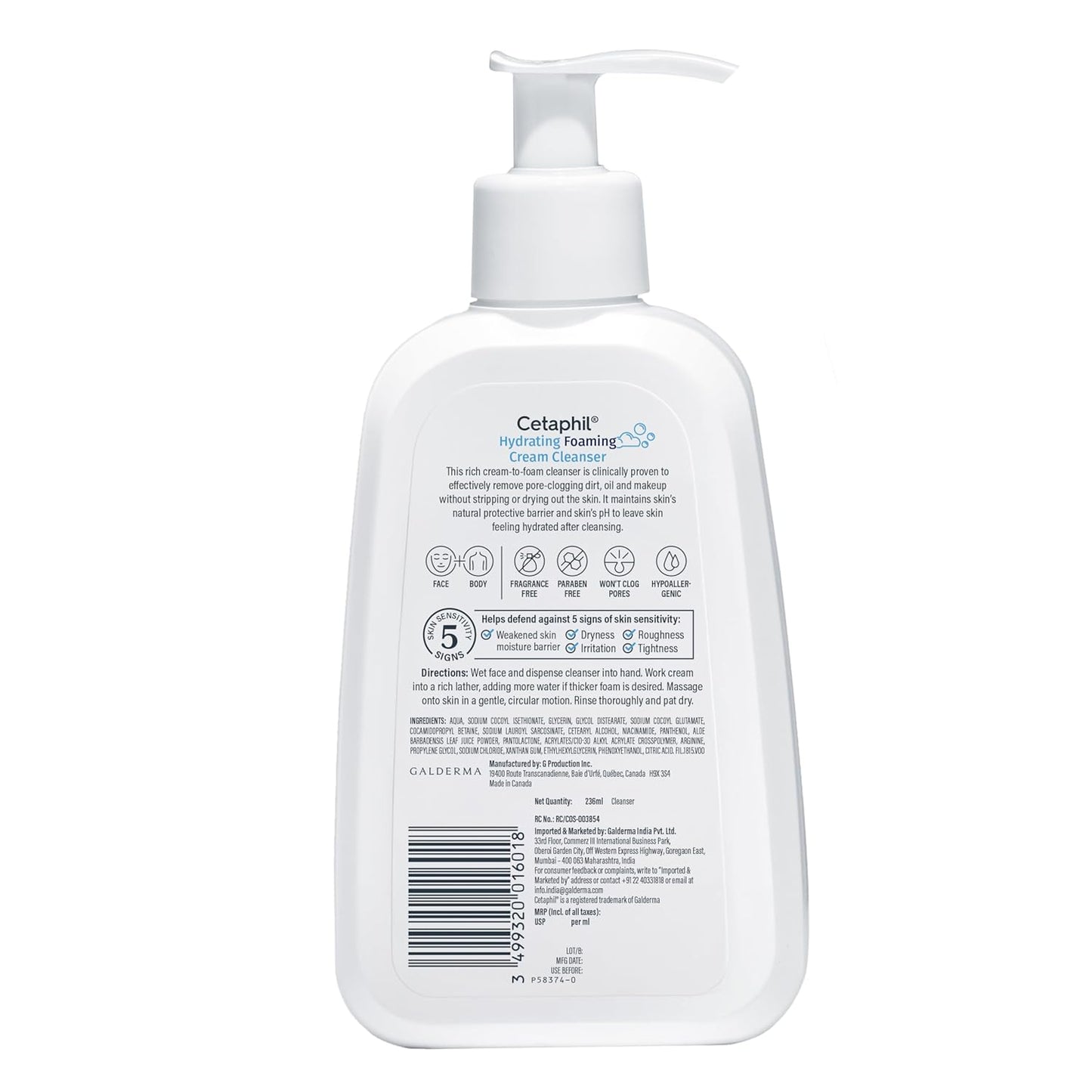 Cetaphil Hydrating Foaming Cream Cleanser (236ml)