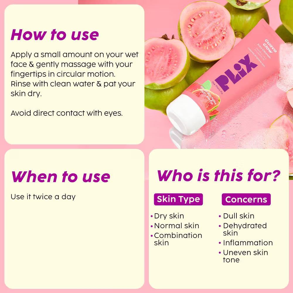 Plix Vitamin C Face Wash Cleanser For Skin Brightening, Pro Vit B5 & Alpha Lipoic Acid For Skin Glow (100ml)