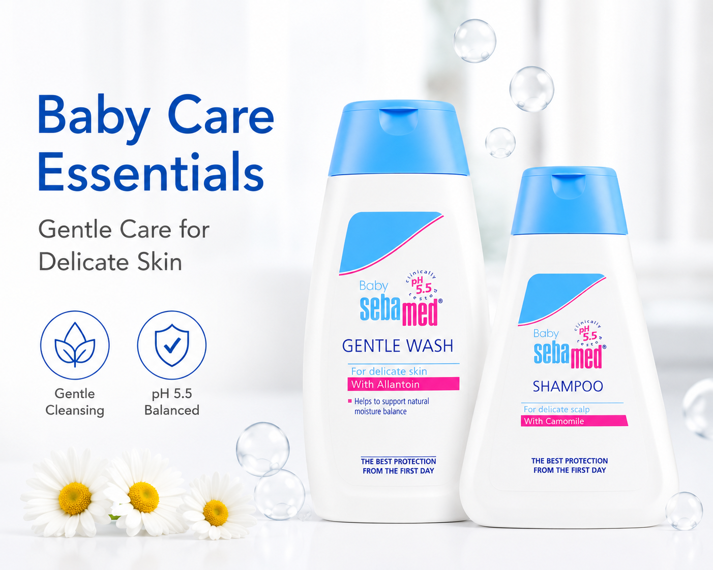 Sebamed Baby Shampoo (150 ml) + Baby Gentle Wash (200 ml) combo