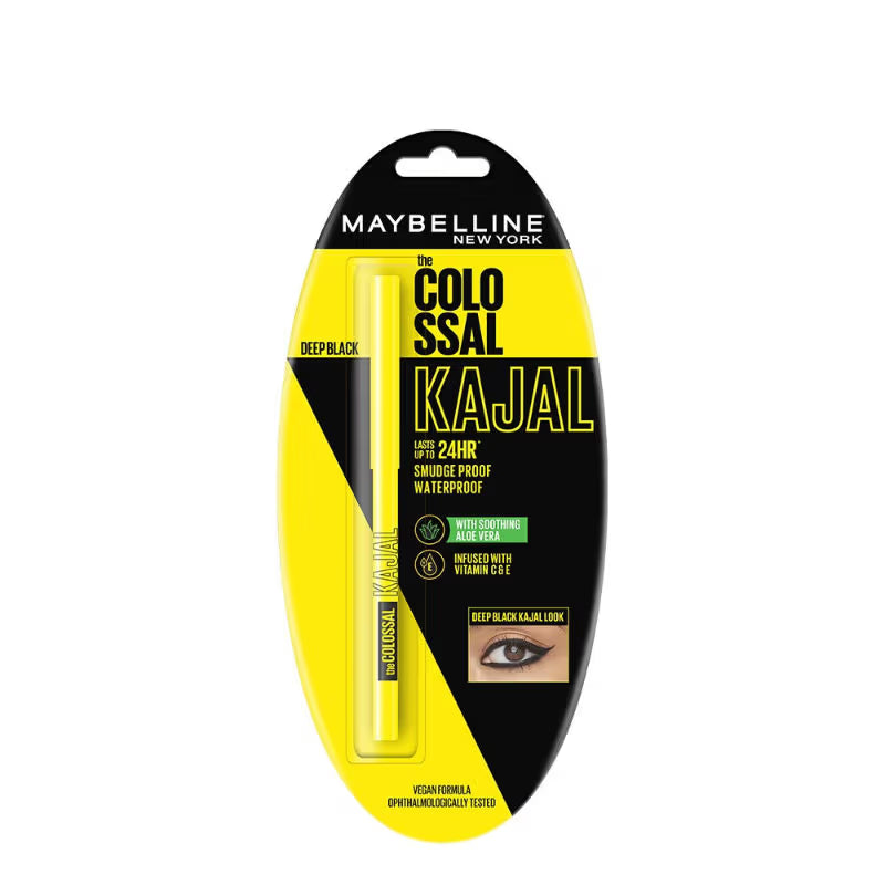 Maybelline New York The Colossal Kajal, Smudgeproof & Waterproof Lasts Up To 24H - Deep Black (0.35 g)