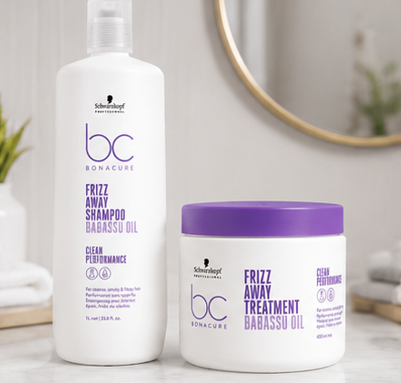 Schwarzkopf Professional Bonacure Frizz Away Shampoo(1000ml) & Treatment Mask (450ml) Combo