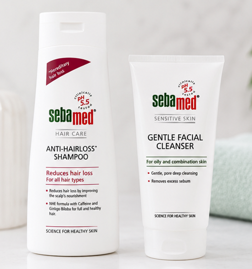 Sebamed Anti Hairloss Shampoo (200ml) & Gentle Facial Cleanser (150 ml) Combo