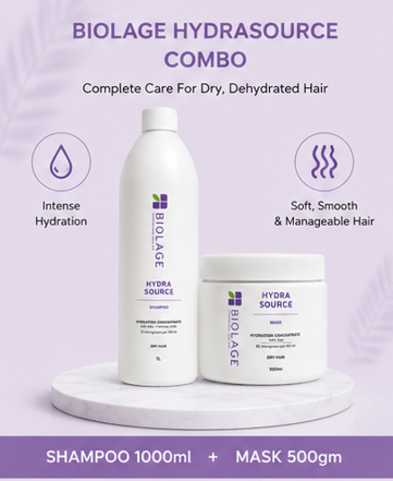 Biolage Hydrasource Hydrating Mask(500gm) & Shampoo for Dry Hair(1000ml) Combo