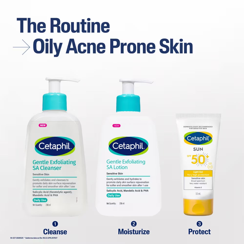 Cetaphil Gentle Daily Exfoliating Cleanser With Salicylic Acid For Oily Acne Prone Skin(236ml)