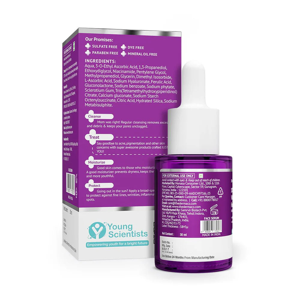 The Derma Co 10% Vitamin C Face Serum Reduces Pigmentation & Glowing Skin For All Skin Types (30ml)