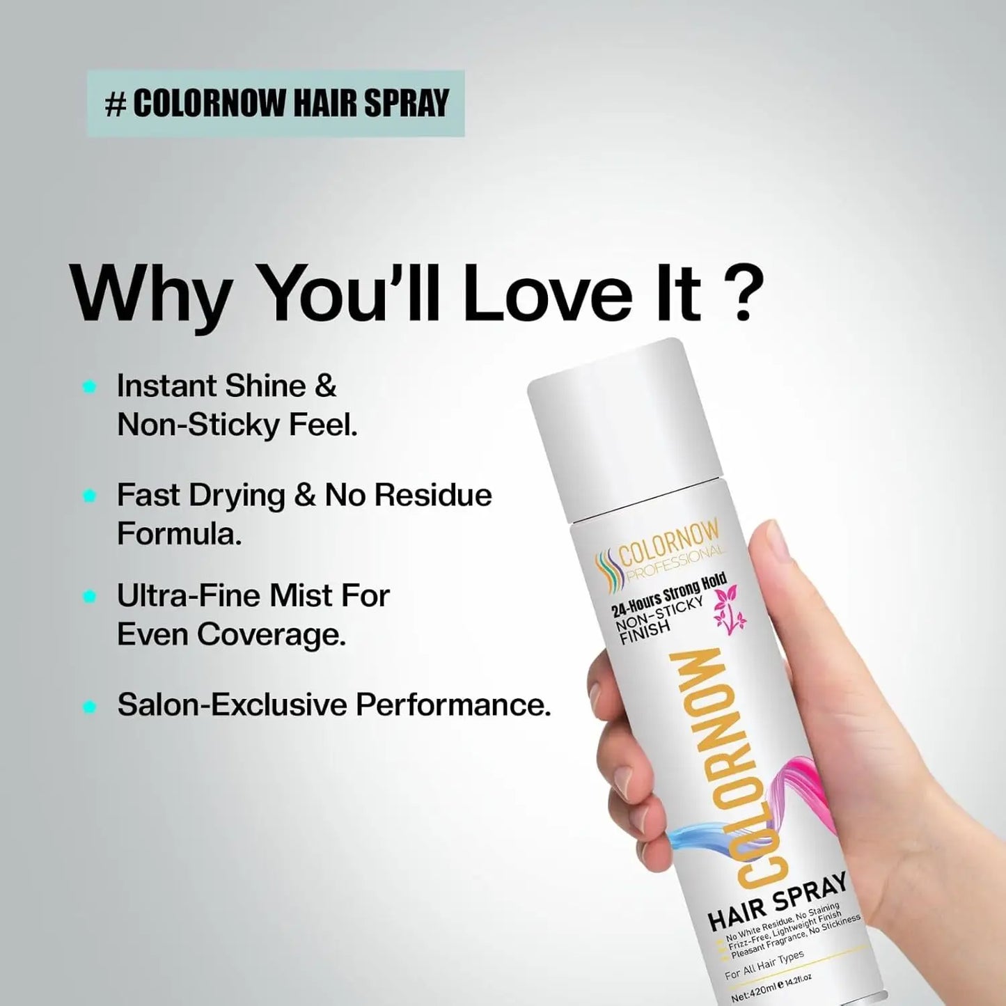 ColorNow Professional 24-Hour Strong Hold Hair Spray (420 ml)