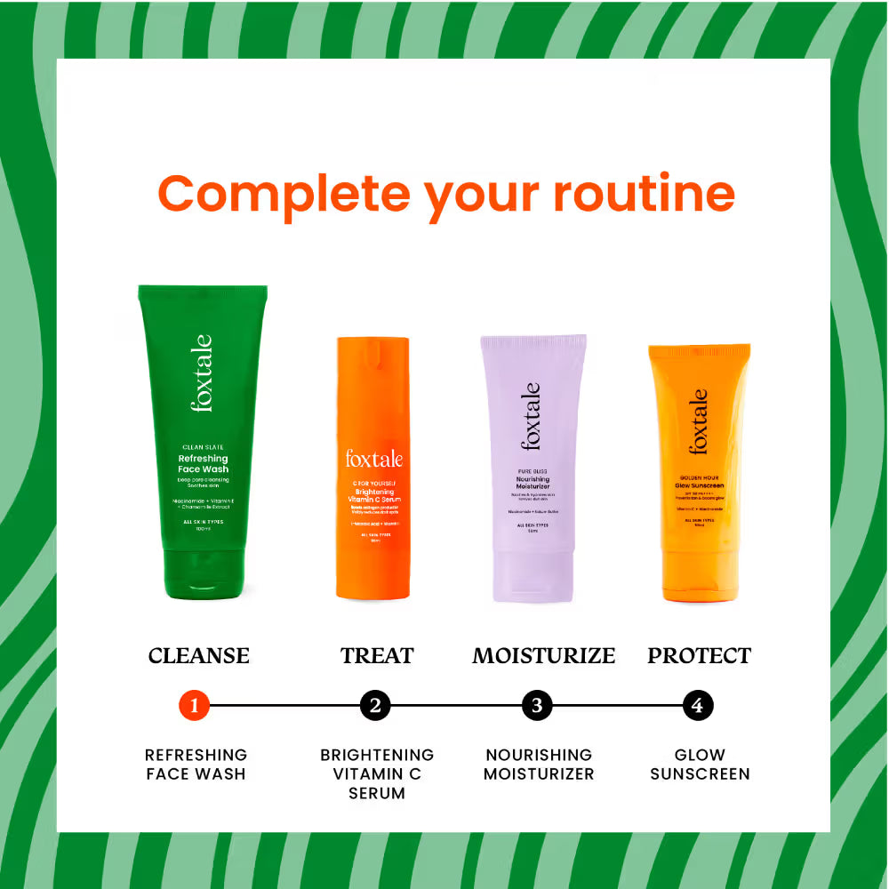 Foxtale Refreshing Face Wash with Niacinamide & Vitamin E, Deeply Cleans Pores and Soothes Skin (100ml)
