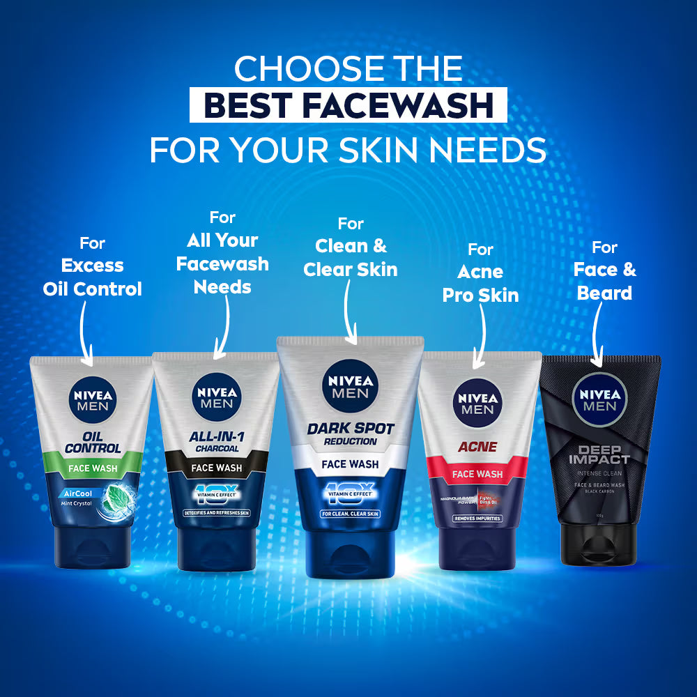 NIVEA MEN Face Wash, Dark Spot Reduction, for Clean & Clear Skin with 10x Vitamin C Effect (100g)