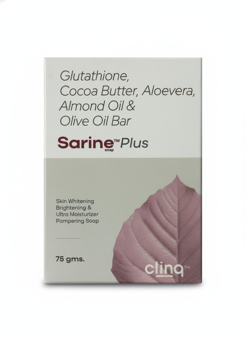 Clinq™ Sarine Plus Soap – Glutathione, Cocoa Butter, Aloe Vera, Almond Oil & Olive Oil Bar (75g)