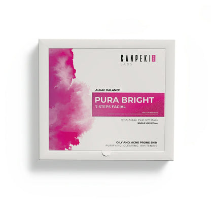 Pura Bright 7 Steps Facial Kit For Purifying, Clearing, Whitening with Algae Peel Off Mask