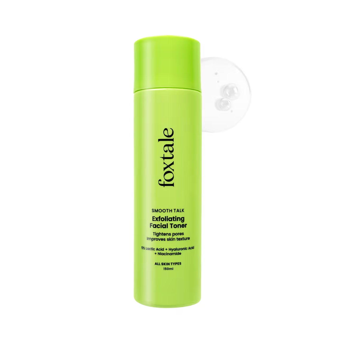 Foxtale Smooth Talk Exfoliating Facial Toner 5% Lactic Acid + Hyaluronic Acid + Niacinamide (150 ml)