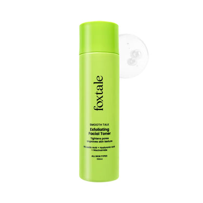 Foxtale Smooth Talk Exfoliating Facial Toner 5% Lactic Acid + Hyaluronic Acid + Niacinamide (150 ml)