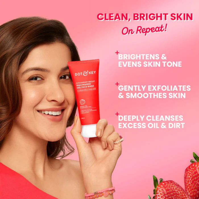 Dot & Key Strawberry Bright Niacinamide Gel Face Wash (100ml)