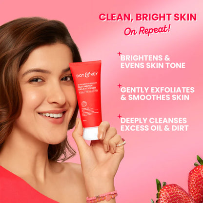 Dot & Key Strawberry Bright Niacinamide Gel Face Wash (100ml)