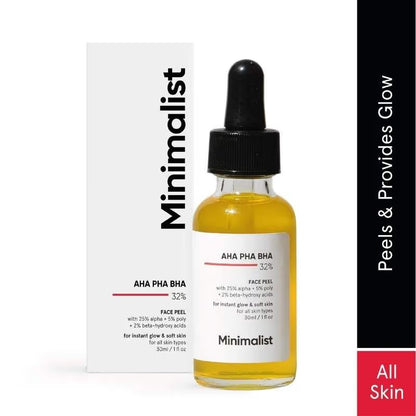 Minimalist 25% AHA + 5% PHA + 2% BHA Exfoliating Peel Solution For Instant Glow & Soft Skin (30ml)