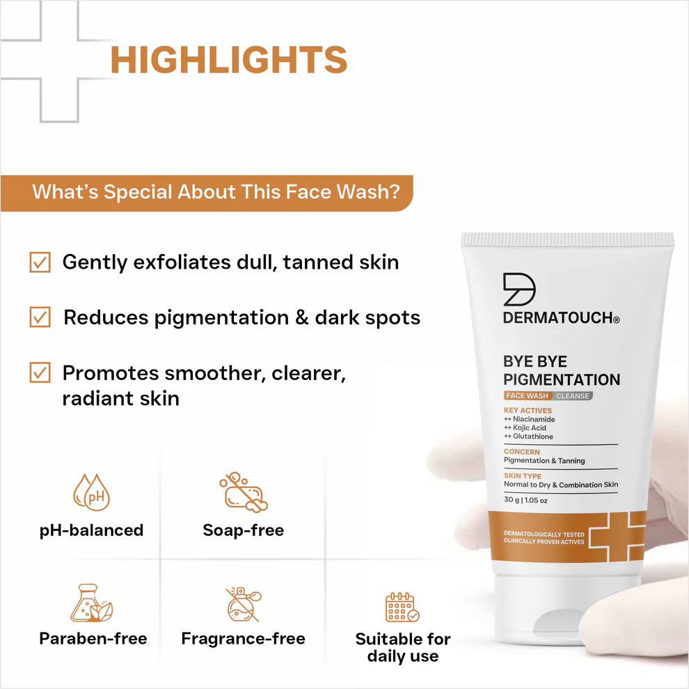 Dermatouch Bye Bye Pigmentation Face Wash for Pigmentation & Tanning (70 g).