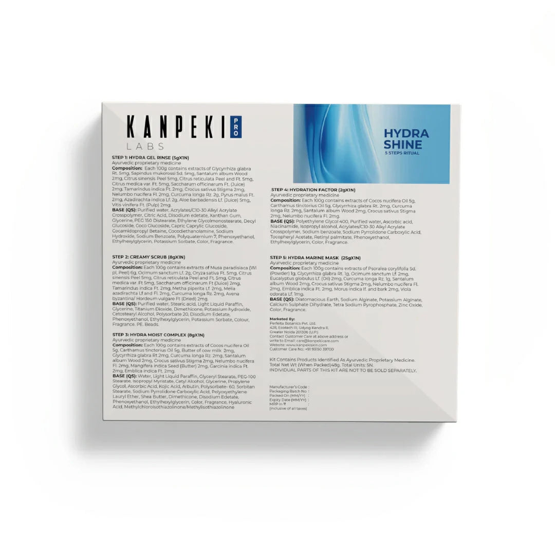 Kanpeki Hydra Shine - 5 Steps Facial Kit for Hydration & Tan Removal