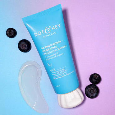 Dot & Key Barrier Repair+ Hydrating Gentle Face Wash, 5 Ceramides & Japanese Rice Water, pH 5.5