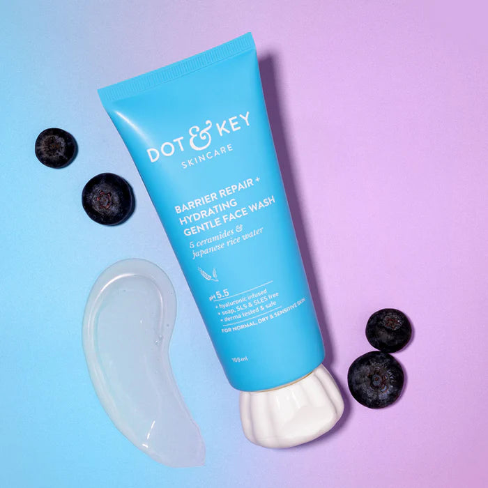 Dot & Key Barrier Repair+ Hydrating Gentle Face Wash, 5 Ceramides & Japanese Rice Water, pH 5.5