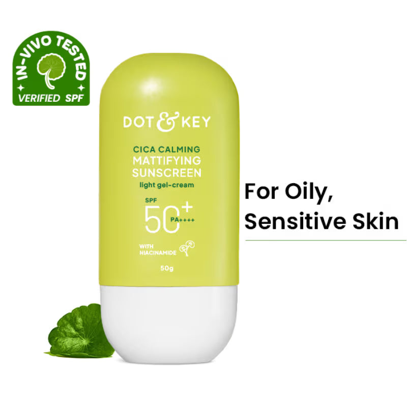 Dot & Key Cica Calming Mattifying Sunscreen In-Vivo Tested SPF 50+ PA++++, With Niacinamide (50 g)