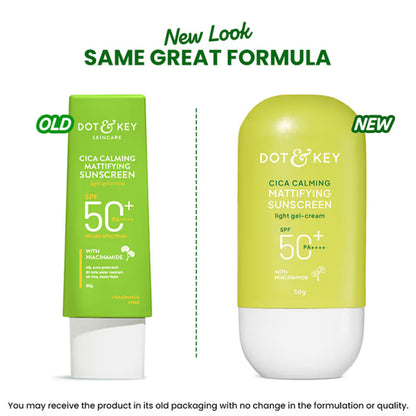 Dot & Key Cica Calming Mattifying Sunscreen In-Vivo Tested SPF 50+ PA++++, With Niacinamide (50 g)