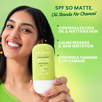Dot & Key Cica Calming Mattifying Sunscreen In-Vivo Tested SPF 50+ PA++++, With Niacinamide (50 g)