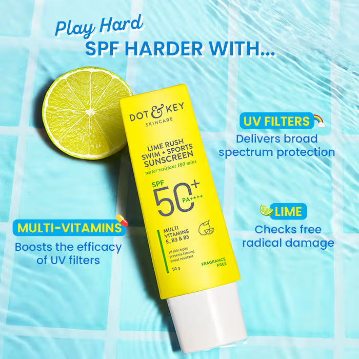Dot & Key Lime Rush Swim + Sports Sunscreen SPF 50+ PA++++ In-Vivo Tested (50g)