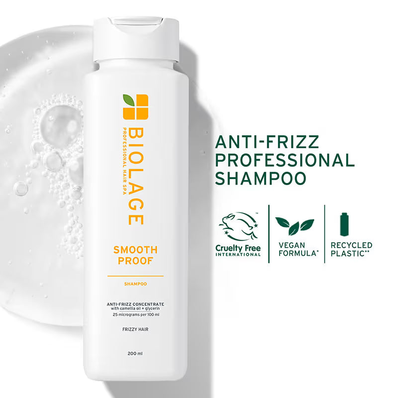 BIOLAGE Smooth Proof Anti-Frizz Shampoo with Camellia oil and Glycerin for 72HR Frizz Control (200ml)
