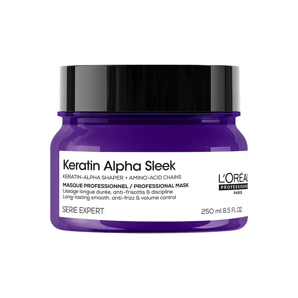 L'Oréal Professionnel Keratin Alpha Sleek Hair Mask, 84% Less Frizz, 5X Instant Smoothness (250ml)