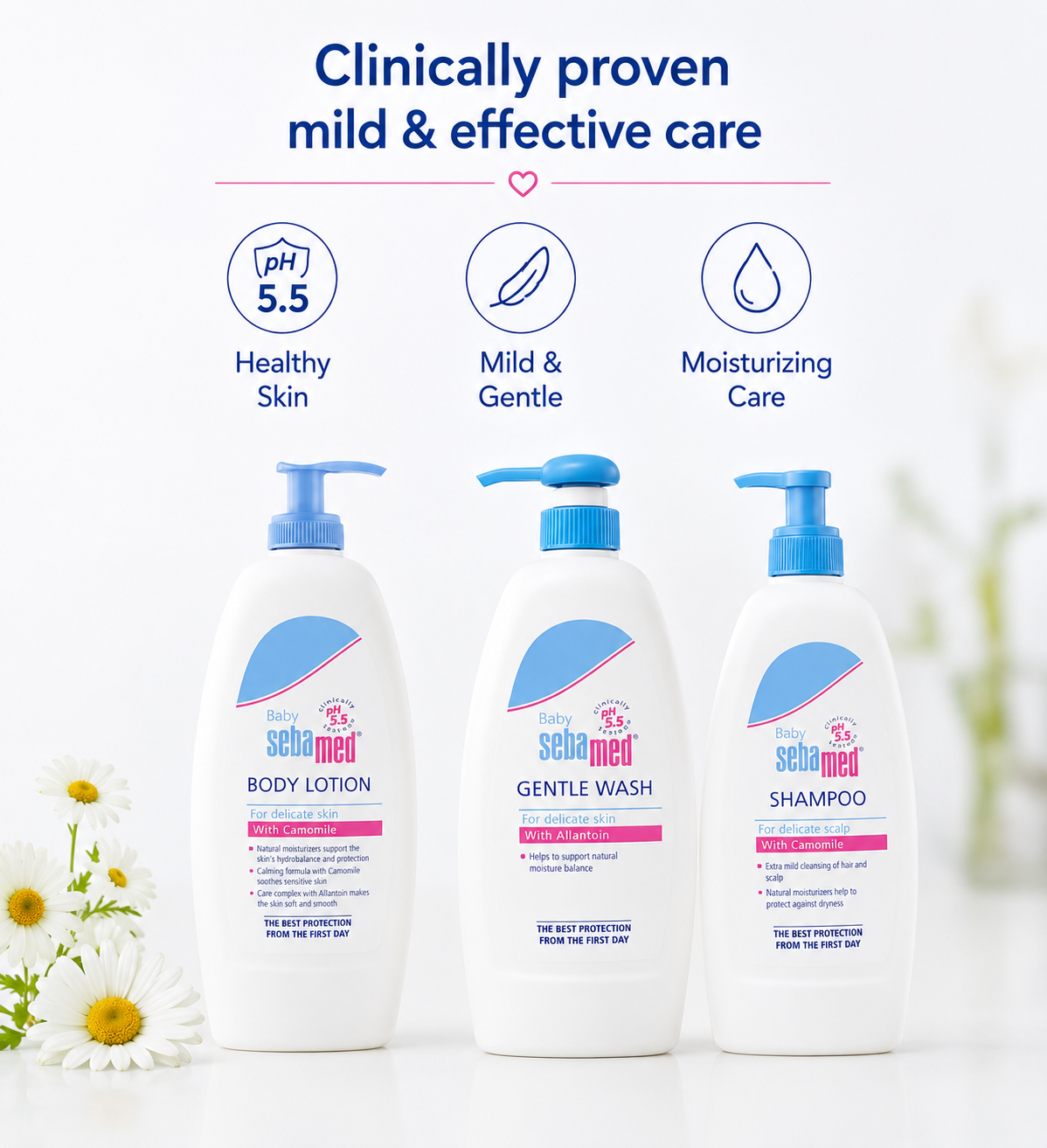 Sebamed Baby Shampoo (500 ml) + Baby Gentle Wash (400 ml) + Baby Body Lotion (400 ml)