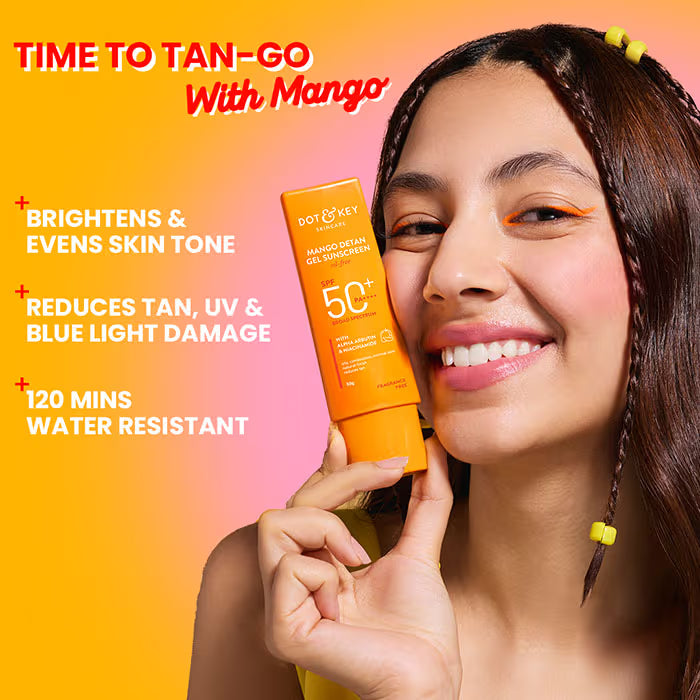 Dot & Key Mango Detan Gel Sunscreen In-Vivo Tested SPF 50+ PA++++, Oil-Free Formula (50g)