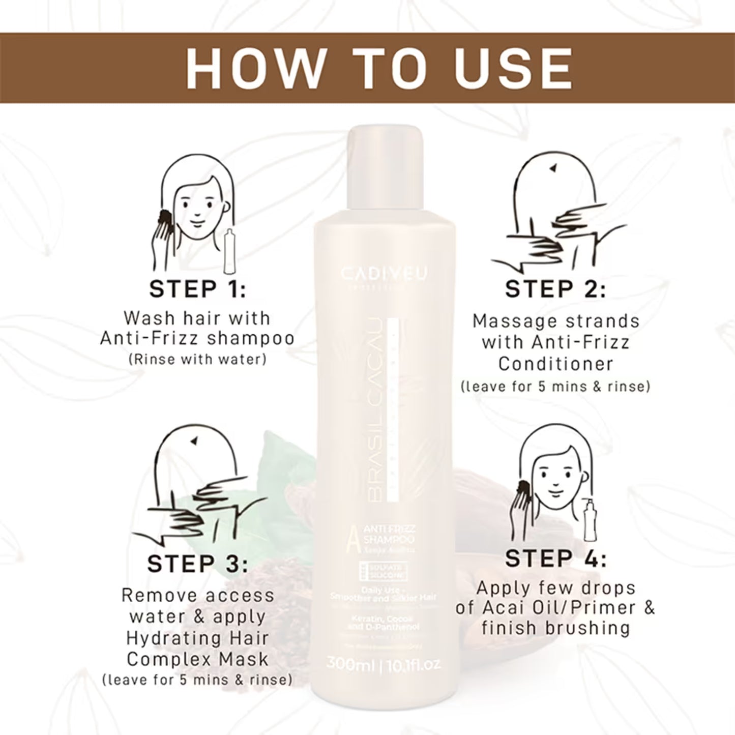 Cadiveu Brasil Cacau Anti Frizz Shampoo sulfate free (300ml)