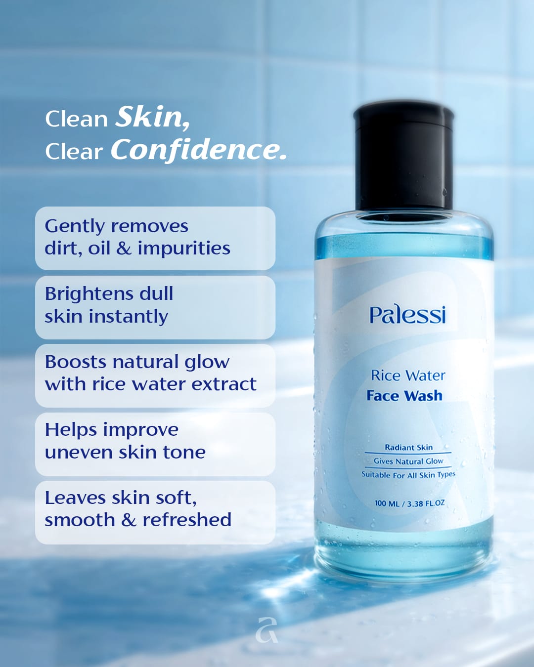 Palessi Rice Water Face Wash With Rice Water & Niacinamide For Radient Skin (100ml)