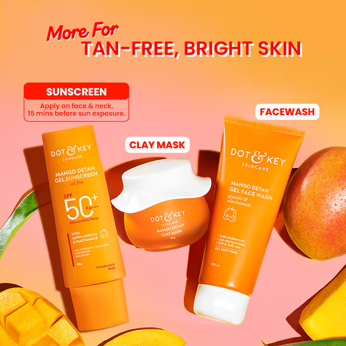Dot & Key Mango Detan Gel Sunscreen In-Vivo Tested SPF 50+ PA++++, Oil-Free Formula (50g)