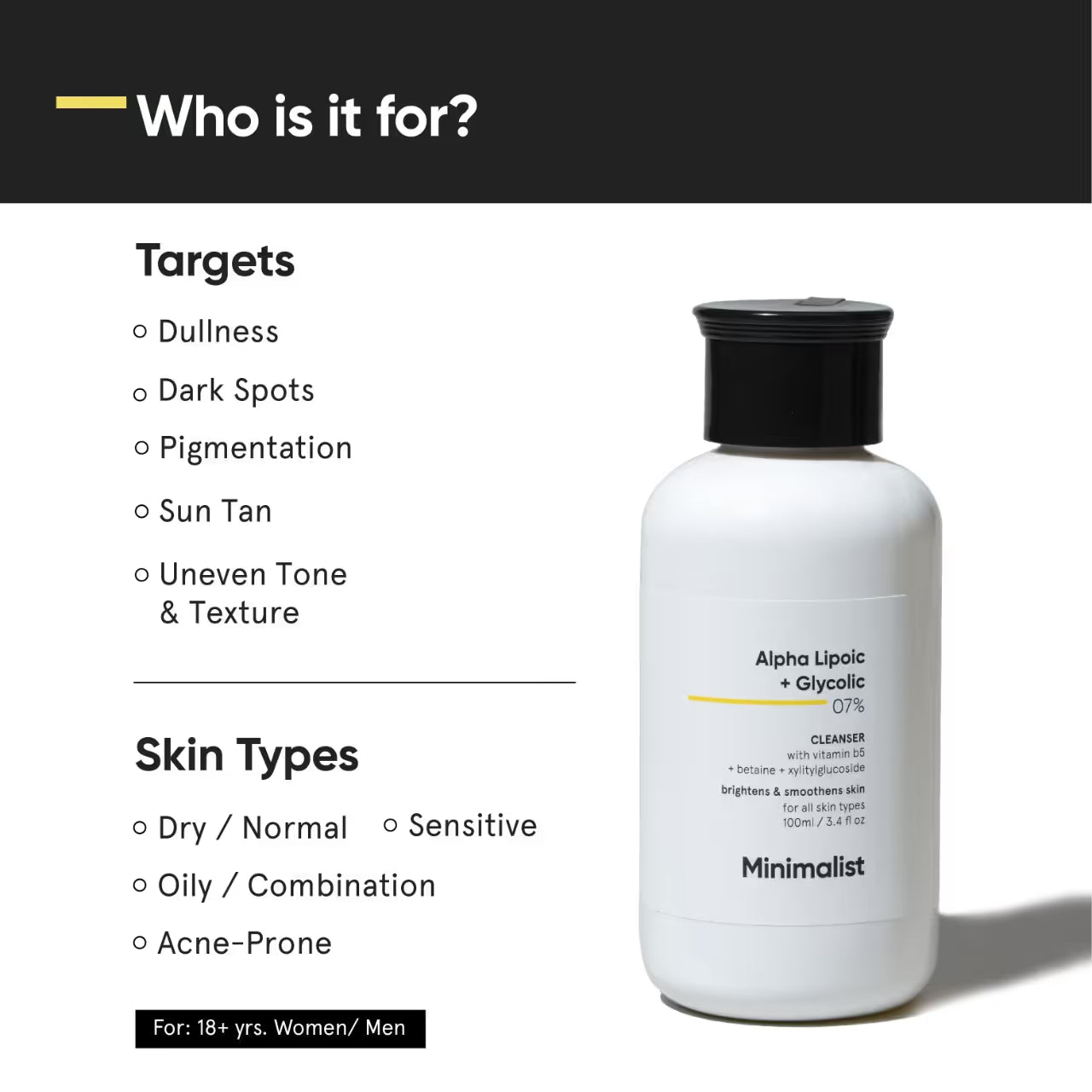 Minimalist 7% ALA & AHA Brightening Face Wash (100ml)