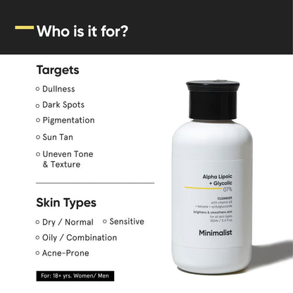 Minimalist 7% ALA & AHA Brightening Face Wash (100ml)