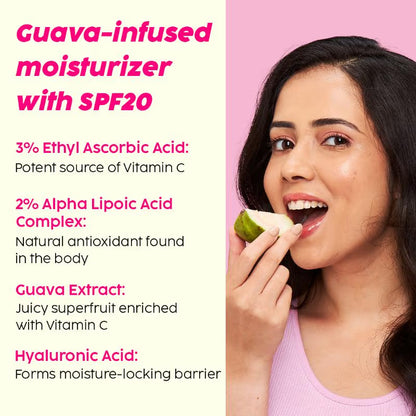 Plix 3% Vitamin C Guava Glow Smoothie Moisturizer For Brighter Skin With SPF 20, For Even-toned Skin (50 g)