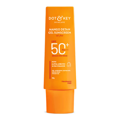 Dot & Key Mango Detan Gel Sunscreen In-Vivo Tested SPF 50+ PA++++, Oil-Free Formula (50g)