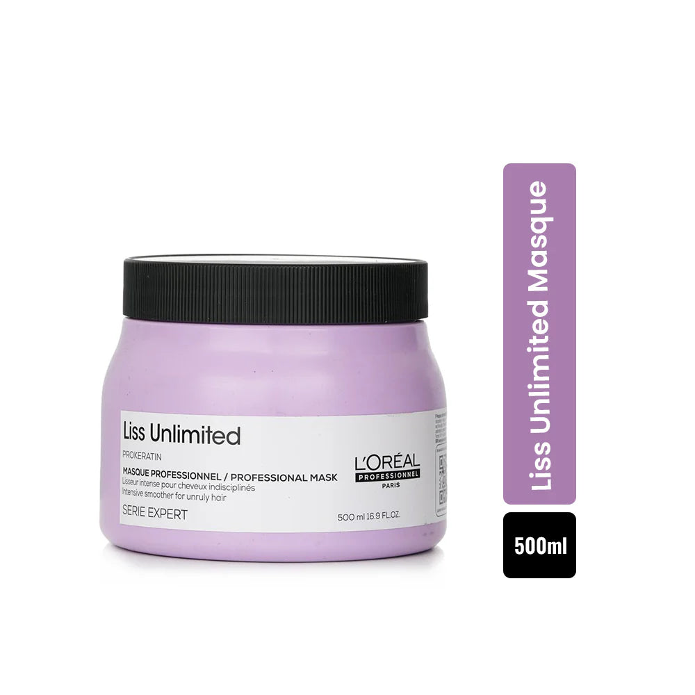 L'OREAL PROFESSIONNEL Liss Unlimited Mask for Frizzy & Unruly Hair With Pro-Keratin. (490 G)