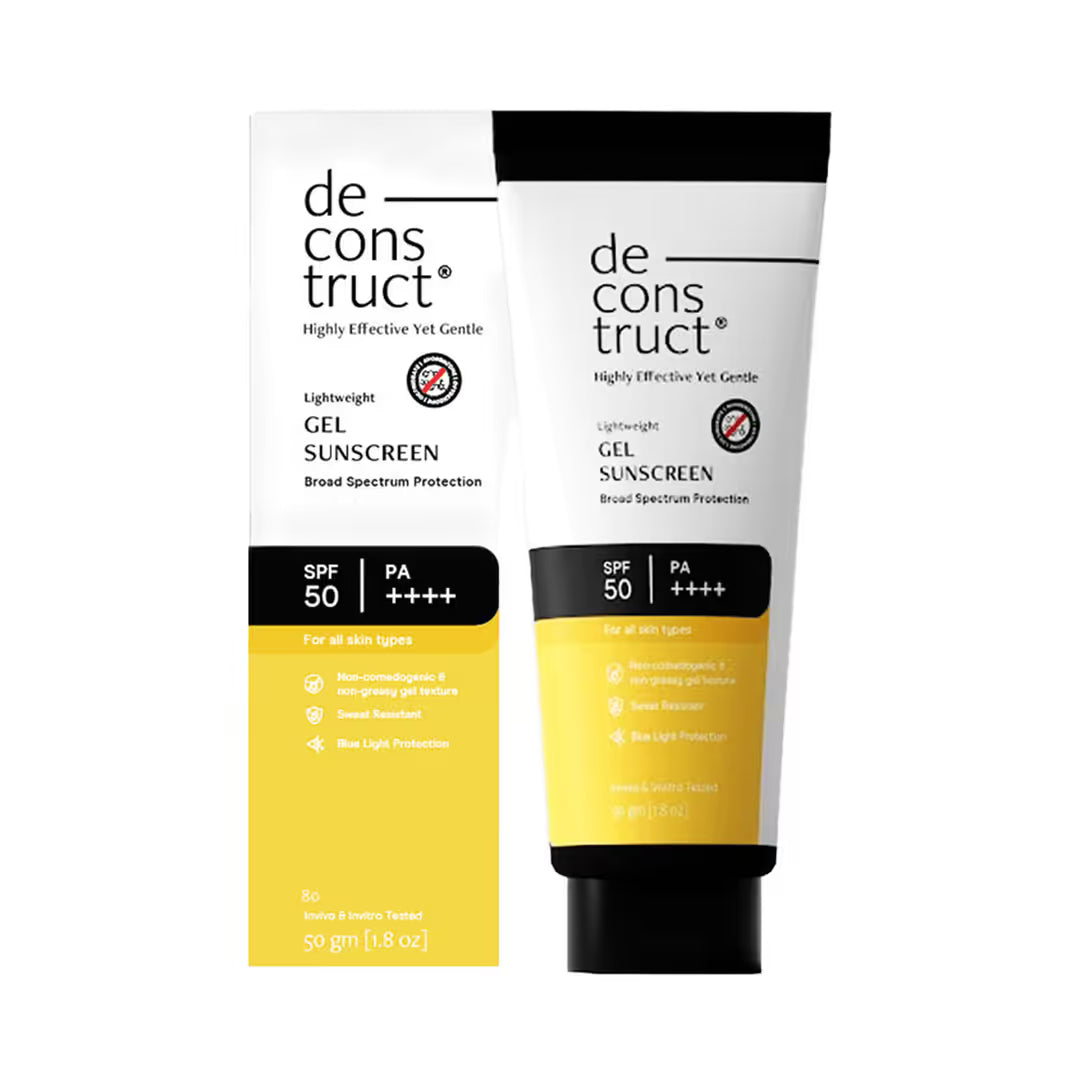 Deconstruct Gel Sunscreen SPF 50+ PA+++, No White Cast, Lightweight, Non-Greasy - In - Vivo Tested (50g)