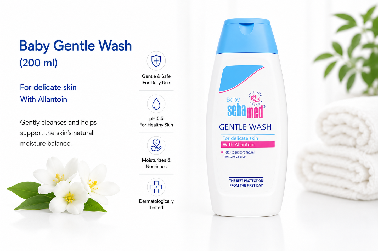 Sebamed Baby Shampoo (150ml) + Baby Gentle Wash (200 ml) + Baby Body Lotion(100ml) + Soothing Massage Oil (150 ml) combo