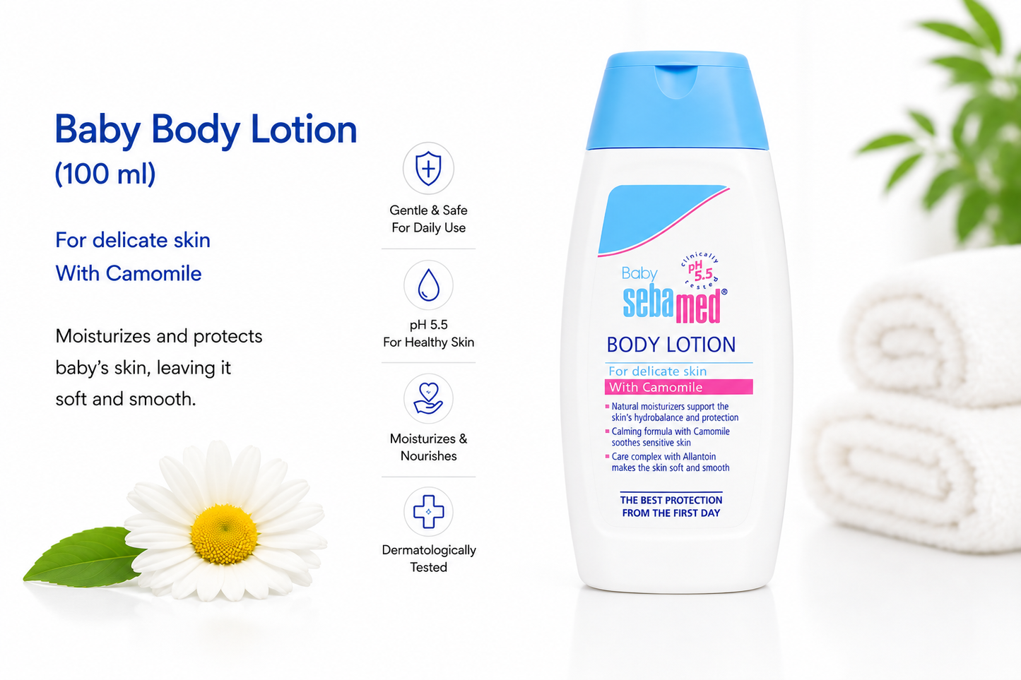 Sebamed Baby Shampoo (150ml) + Baby Gentle Wash (200 ml) + Baby Body Lotion(100ml) + Soothing Massage Oil (150 ml) combo