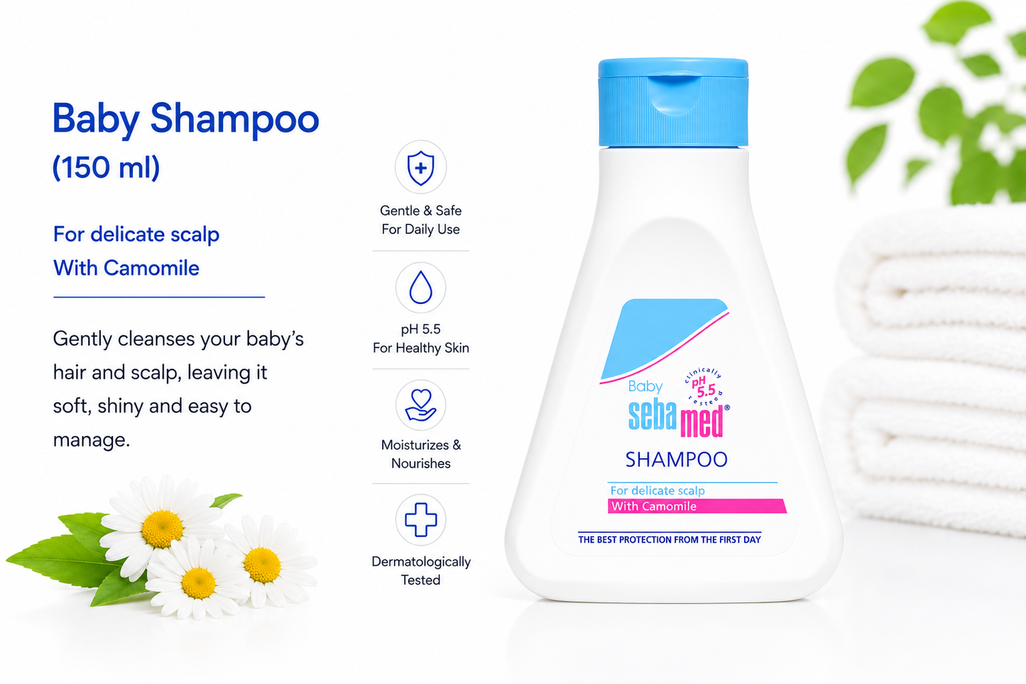 Sebamed Baby Shampoo (150ml) + Baby Gentle Wash (200 ml) + Baby Body Lotion(100ml) + Soothing Massage Oil (150 ml) combo