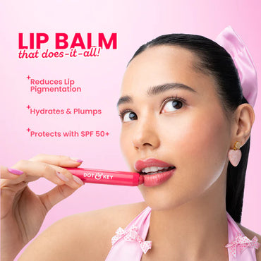 Dot & Key Meltie Lip Balm SPF 50+ PA+++, Strawberry Glaze, With 2% Kojic, Fades Lip Pigmentation (4g)
