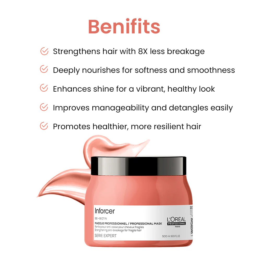 L'Oréal Professionnel Inforcer Mask for Reduced Hair Breakage & Split ends With Biotin & Vitamin B6 (490 g)