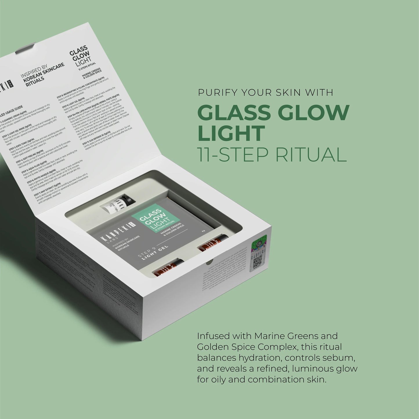 Kanpeki Glass Glow Light - 11 Steps Korean Skincare Facial Kit
