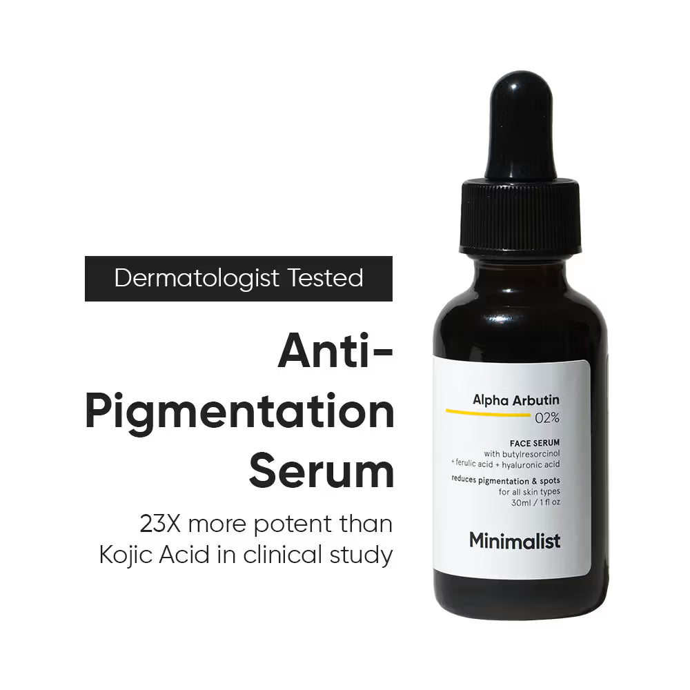 Minimalist 2% Alpha Arbutin Face Serum With Butylresorcinol & Ferulic Acid For Hyperpigmentation (30ml)