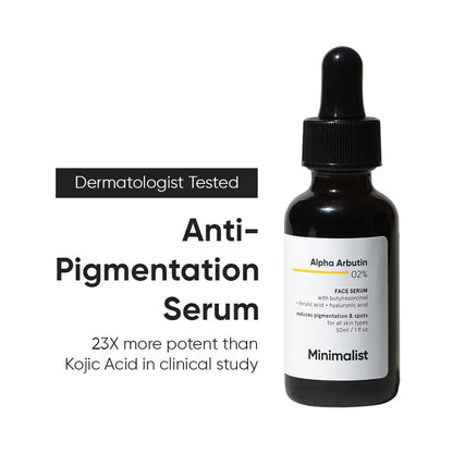 Minimalist 2% Alpha Arbutin Face Serum With Butylresorcinol & Ferulic Acid For Hyperpigmentation (30ml)